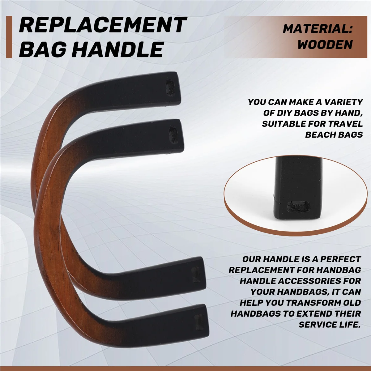 

Highly Recommended.2Pcs Wooden Purse Handles U-Shaped Wooden Handles for Beach Bag