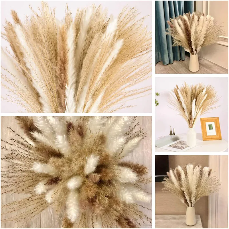 

60Pcs Naturally Premium Small Reed Plants Dried Flowers Pampas Grass Bouquet Boho Home Decor Wedding Decoration DIY Accessories