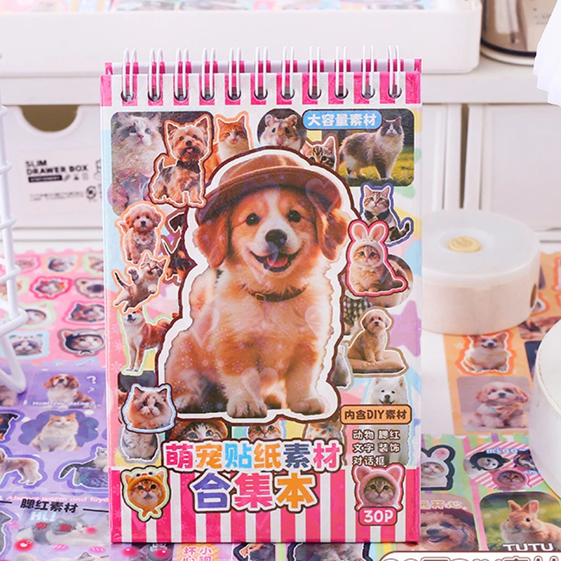 

30sheets Retro Pet Animal Dog Cat Collection Stickers Notebook DIY Handmade Photo Frame Album Phone Case Stickers
