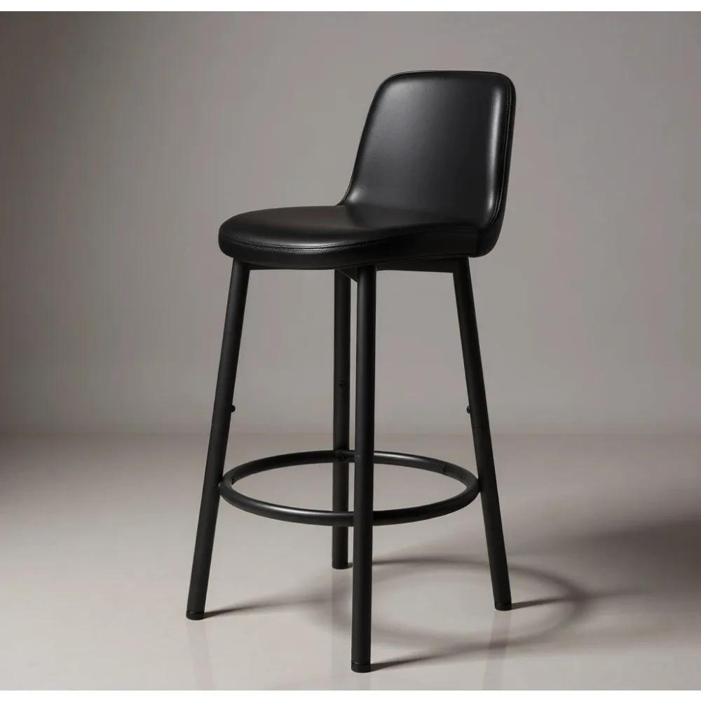 

Комплект из 2 черных барных стульев с обивкой из ПУ, высотой 25,6 дюймов, с подставкой для ног, простая сборка, для кухонного острова, столовой, кафе