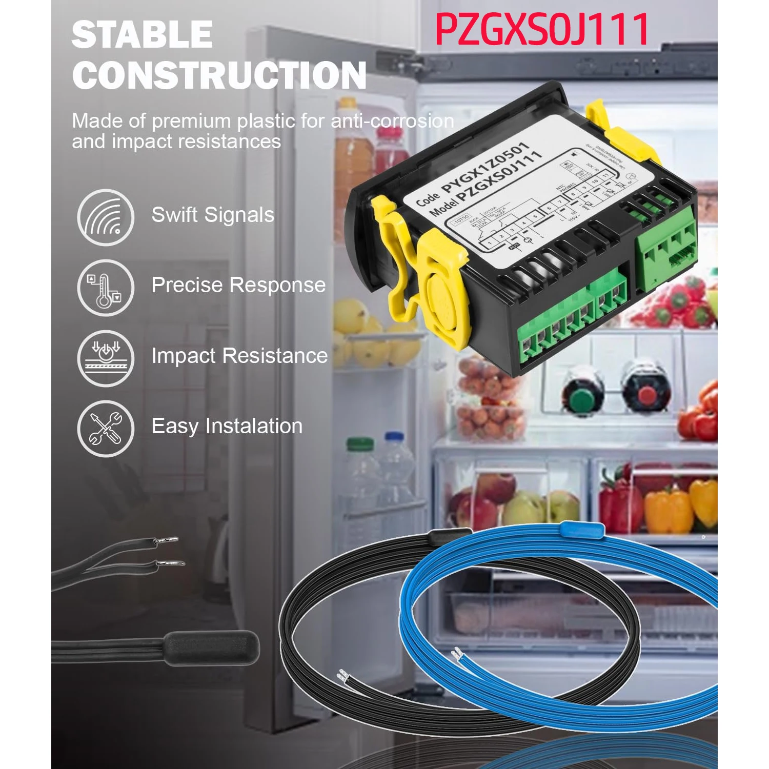 

PZGXS0J111 Temperature Controller, Digital Thermostat with 2 NTC Temperature Sensor Probe For Carel and All Refrigerator Types