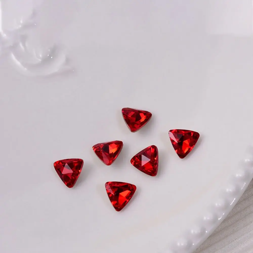 

10 Pcs Shiny Red Crystal Nail Art Decorations Pointed Bottom Wine Red Jewelry Nail Charms V Crooked Heart Peach Heart