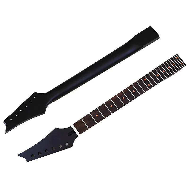 

DIY 6-string 24fret neck electric guitar, neck with maple red dots, black matte instrument guitar accessories, and handle