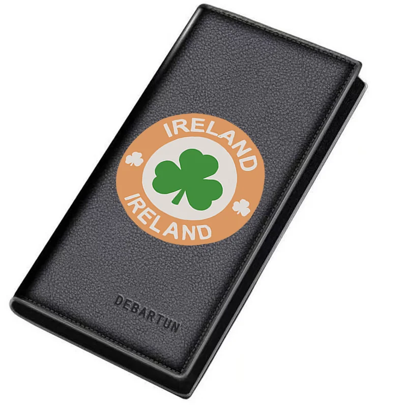 Green shamrock,Ireland emblem Men's Long Wallets Business Stylish Printing Design Casual Use Christmas Valentine's Father's Day