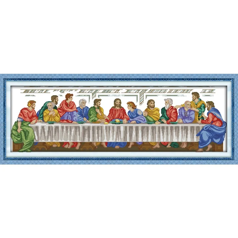 

Joy Sunday New Stamped Cross Stitch Kit,11/14/16CT DIY Easy Pattern Aida Fabric Embroidery Set-The Last Supper (2)
