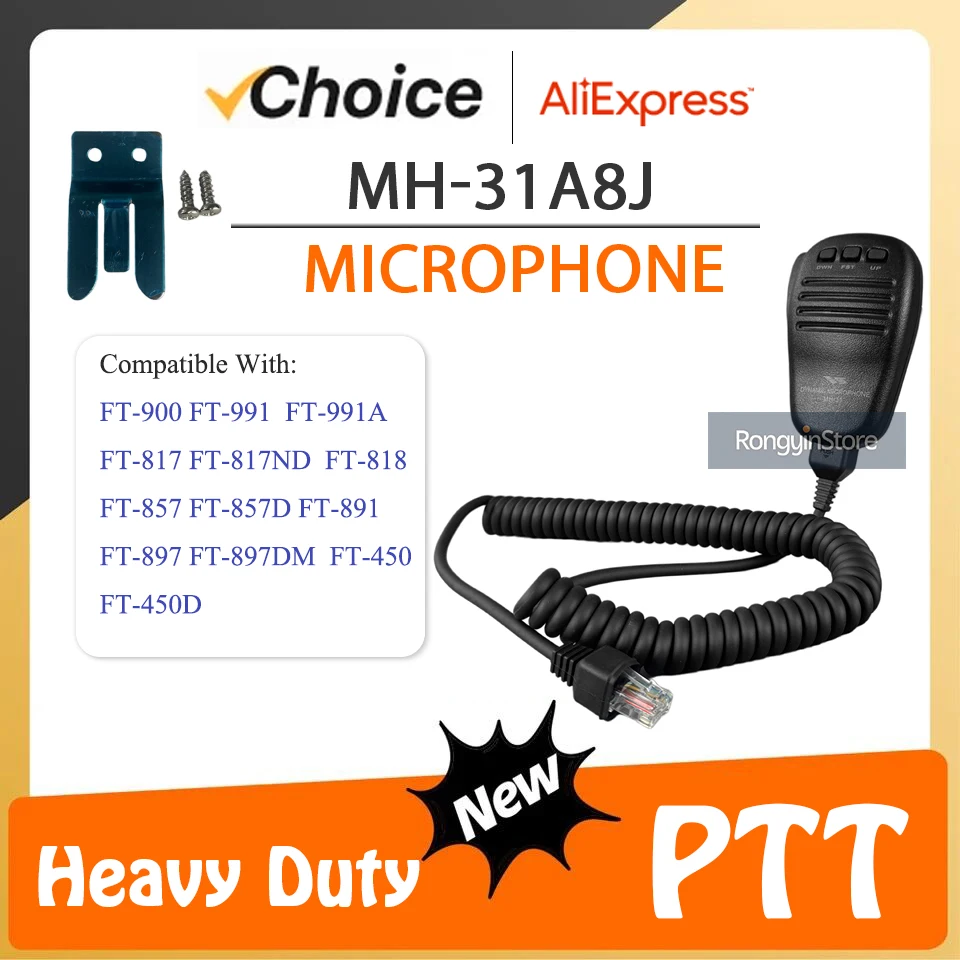 Micrófono MH-31A8J Compatible con YAESU Mic FT-817ND PTT FT-857D FT-897D FT-450D FT-900/AT FT-818 FT-891 etc. Accesorios MH-31