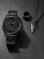Casual Children's Quartz Watch Set with Bracelet Necklace Ring - Birthday Gift for Kids Fashionable Steel Strap Jewelry Combo 2
