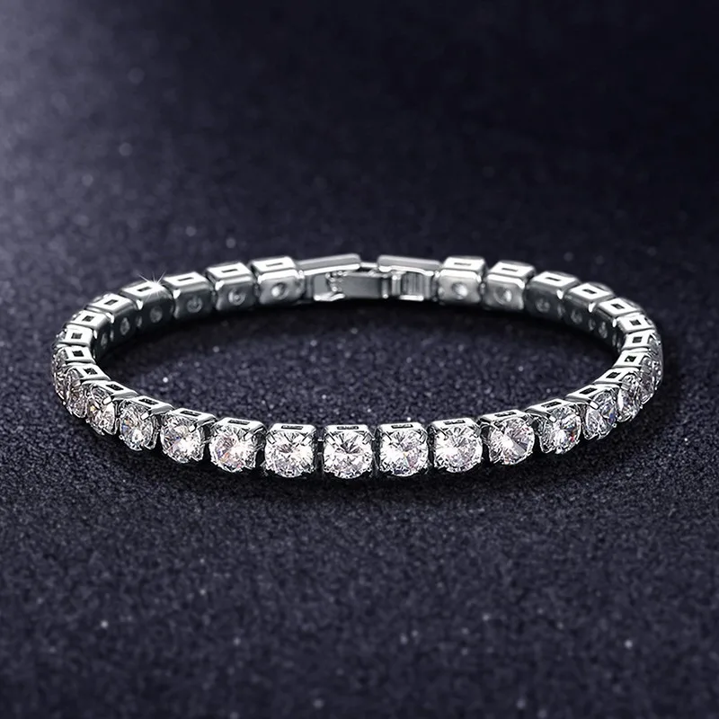 Luxury Hiphop Iced Out  4mm Cubic Zirconia Crystal Tennis Bracelets For Women Men Gold Color Silver Color Bracelet Chain Jewelry