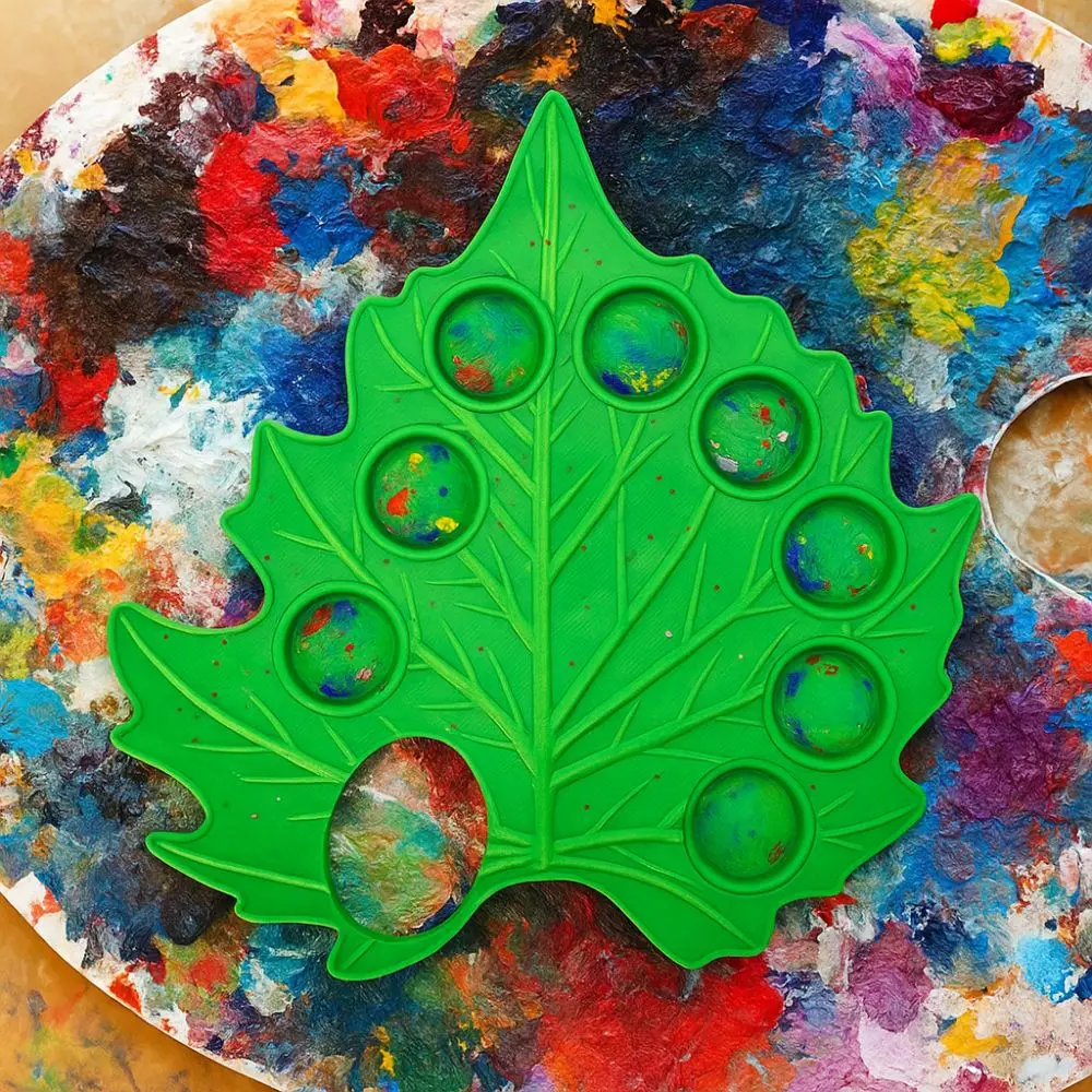 Creative Green Leaf Watercolor Palette Plant Shape Reusable Mixing Tray Removable Drawing Tool Oil Paint