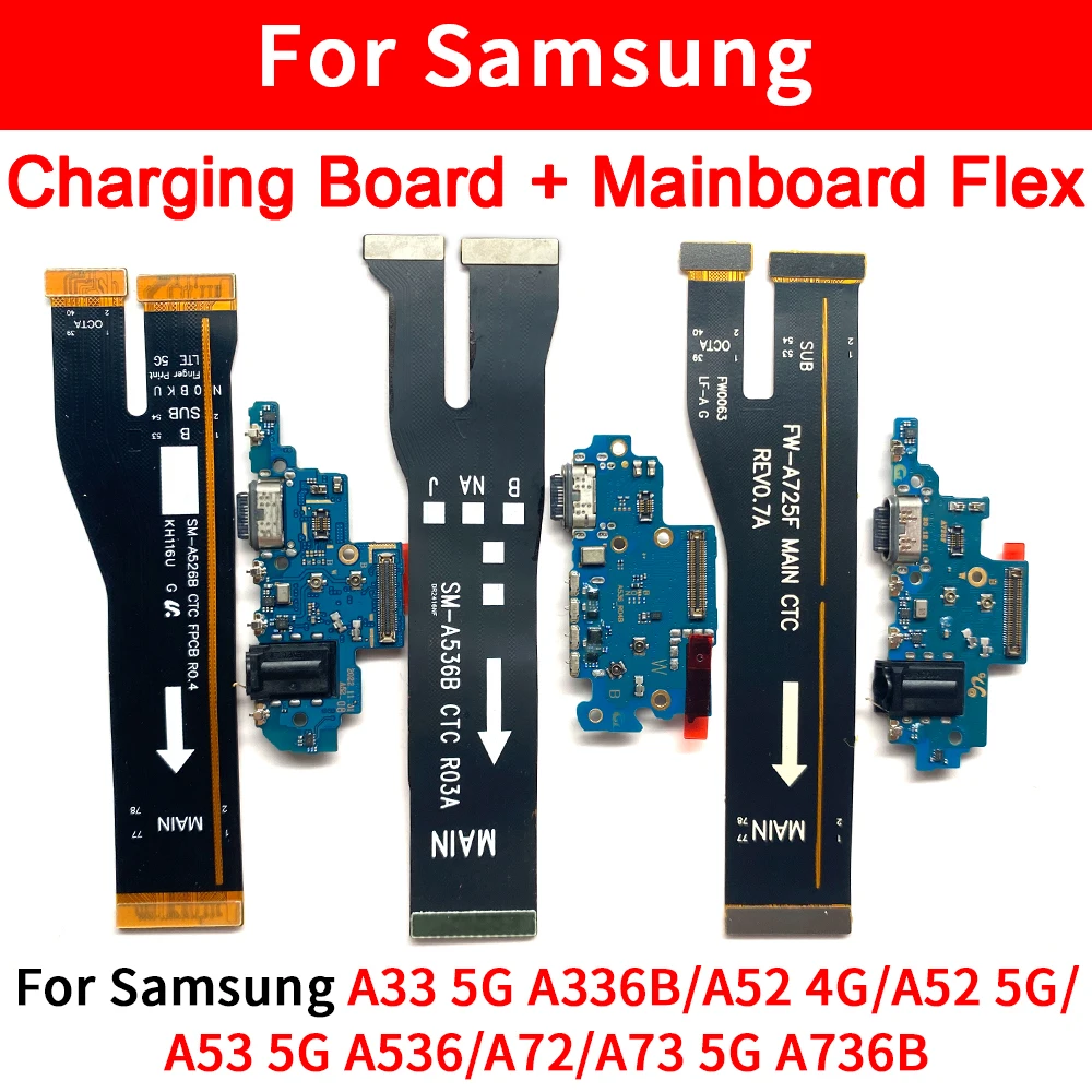 

For Samsung A33 A53 A72 A73 A72 A52 4G 5G USB With Micro Charging Port Charger Dock Flex Cable With IC Microphone Main Board