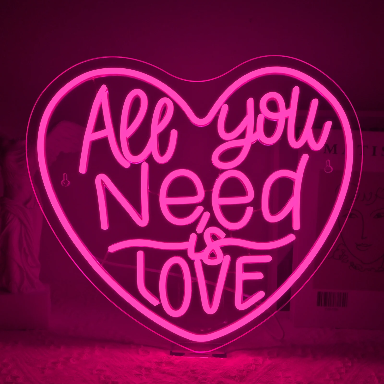 

Неоновые вывески All You Need is Love Светодиодный неоновый свет в форме сердца Розовая неоновая вывеска Настенный декор Декор для свадьбы, дня рождения