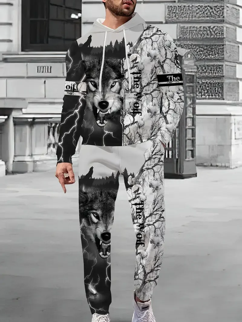 

Осенне-зимние трендовые спортивные костюмы, мужские камуфляжные толстовки с капюшоном + брюки, комплект из 2 предметов, спортивная одежда, камуфляжные спортивные костюмы с 3d