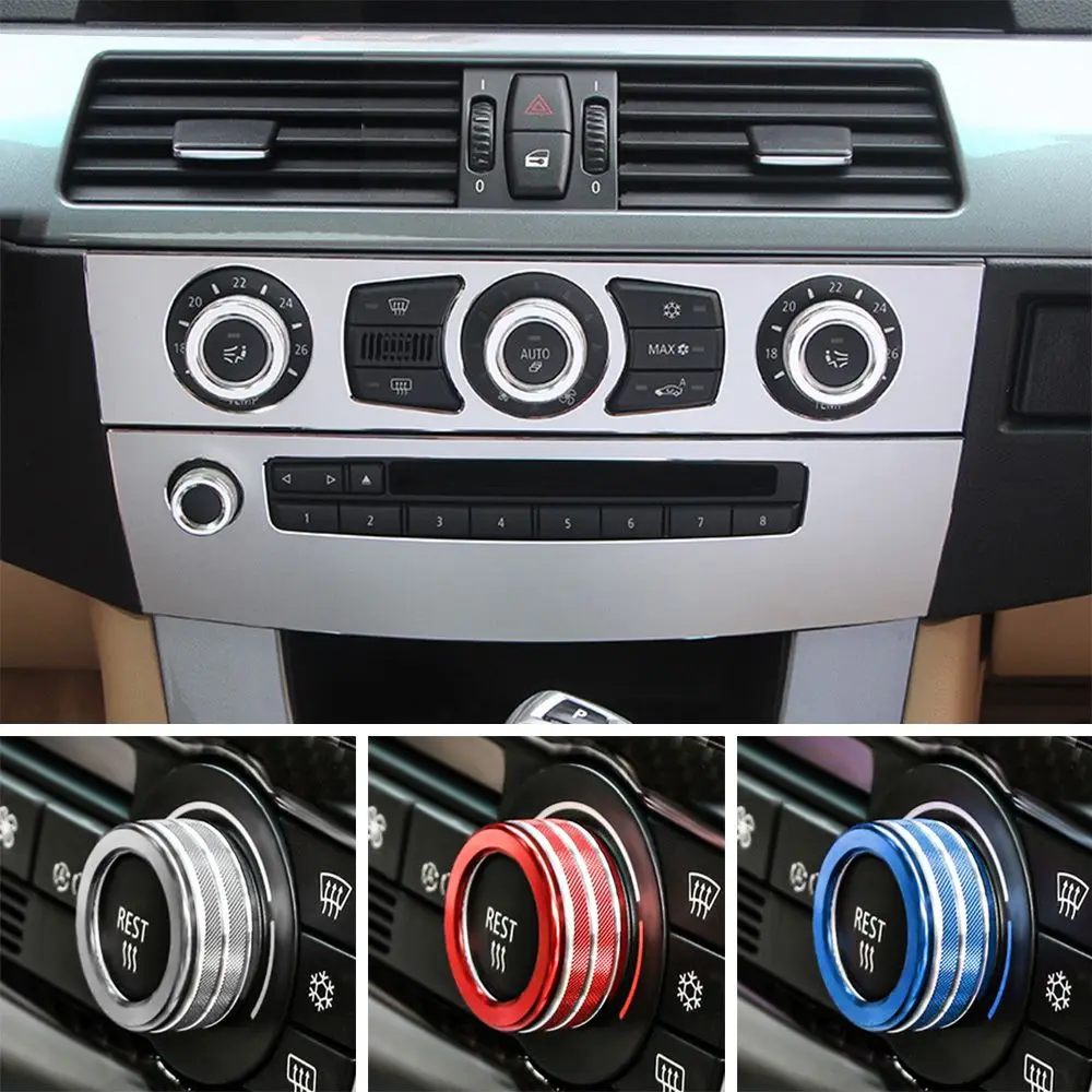 Easy to Install Knob Decoration Automobile Volume Control Decorative Ring Air Conditioning Knob 4PCS For BMW E60 E61 2004-2007