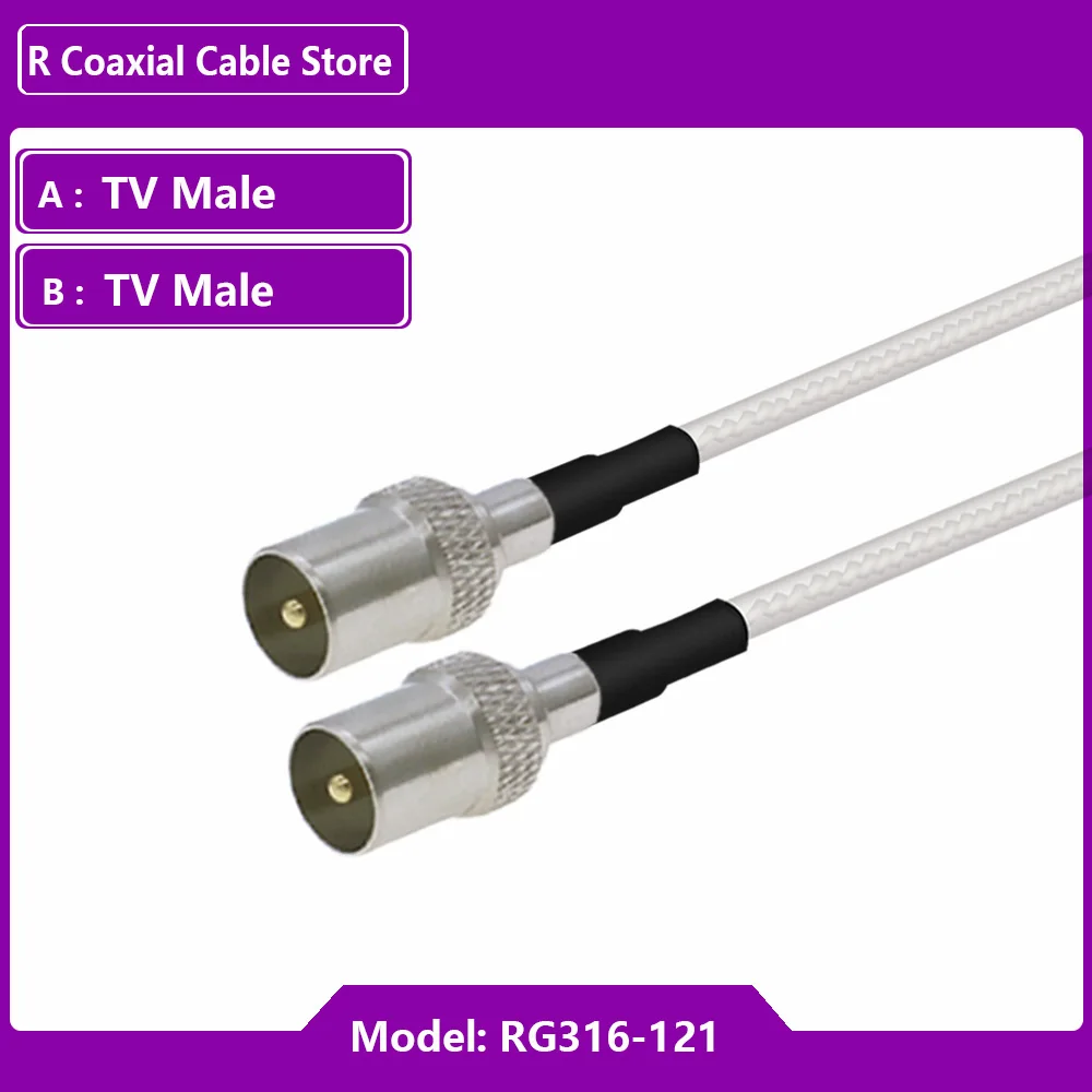 1PC  RF Coaxiial RG316 Cable TV Male Right Angle Switch to TV Male Pigtail Custom Cable Adapter for TV Signal  Customized