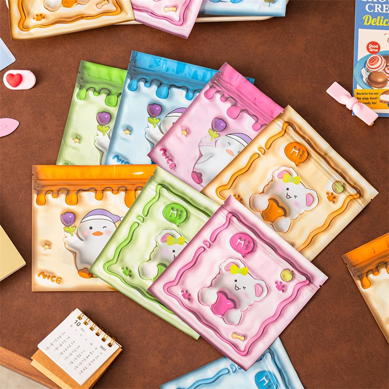 TETP 100Pcs 3D Visual Cartoon Resealable Sealed Bags For Jewelry Cosmetic Contact Lens Snack Storage Pouch Cookie Gift Packaging