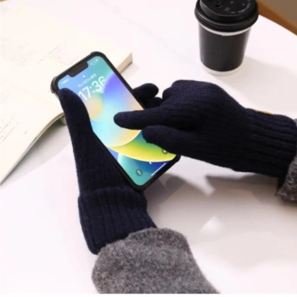 Men's fall and winter boy mittens half-finger flip gloves Knitted wool fingerless student writing warm gloves for kids