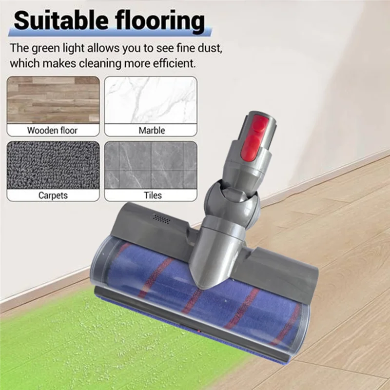 Cleaner Head Soft Roller Brush For Dyson V7 V8 V10 V11 V15 Vacuum Attachment With Dust LED Lights Replacement Parts