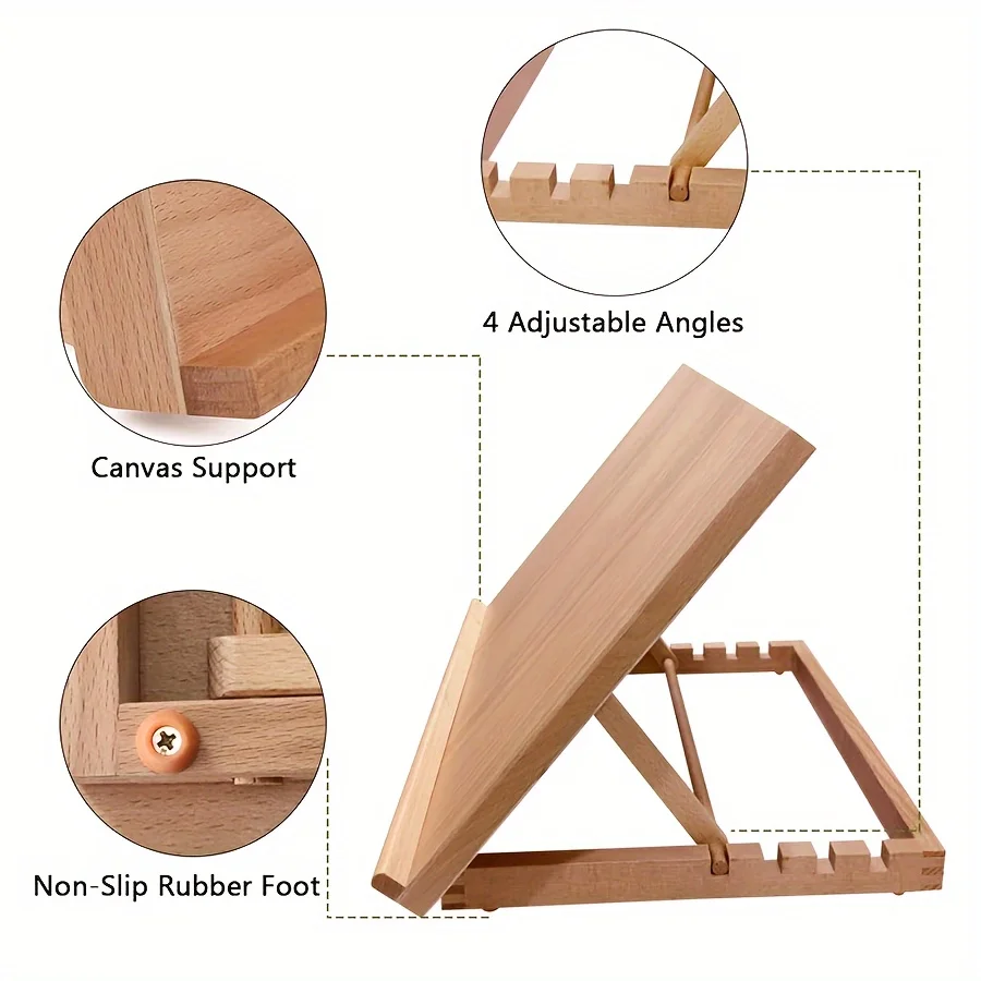 Adjustable A3 Art Easel - 1Pc Folding Painting Stand With Smooth Surface, 4-Position Angle Adjustment