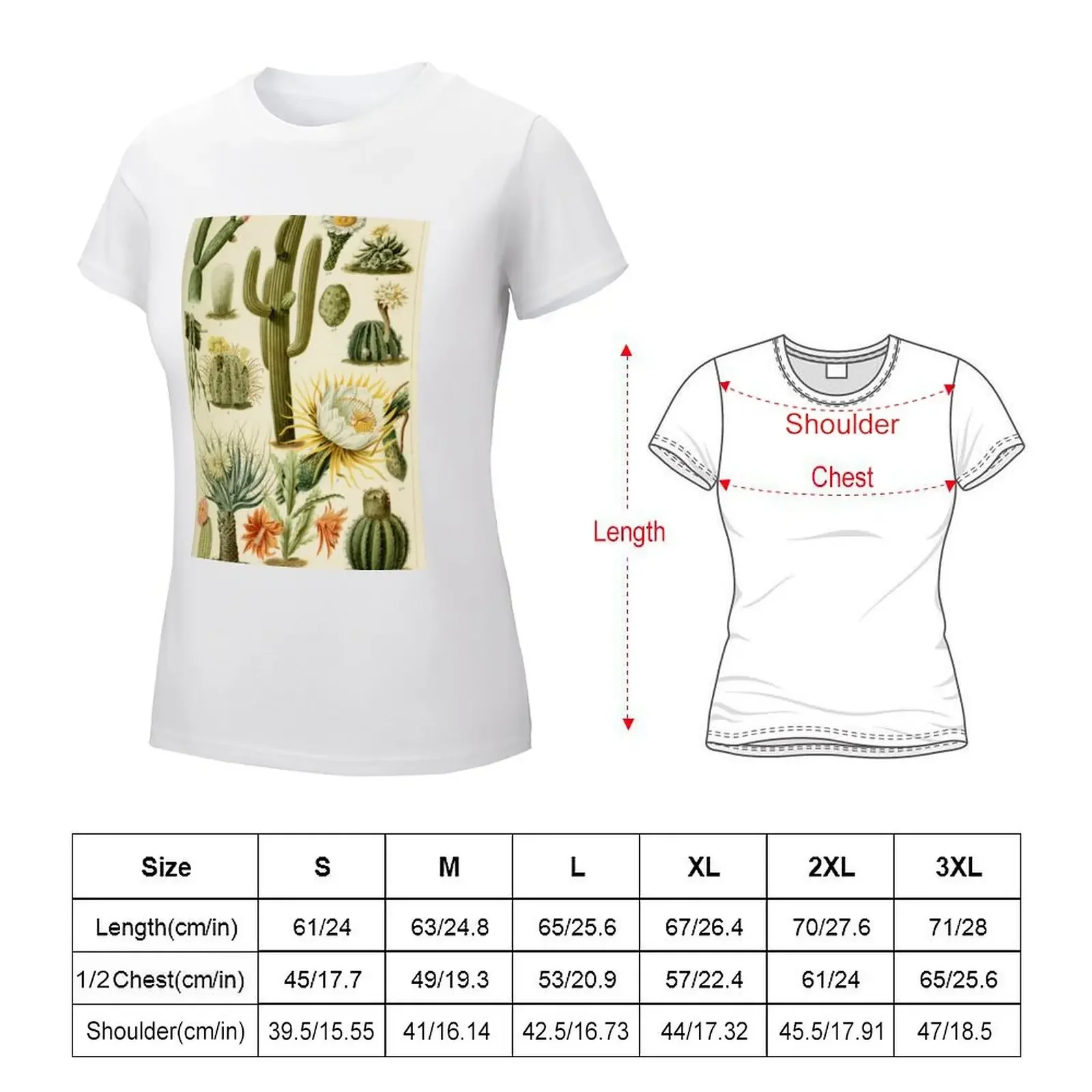 Naturalist Cacti T-shirt summer tops summer top Womens graphic t shirts