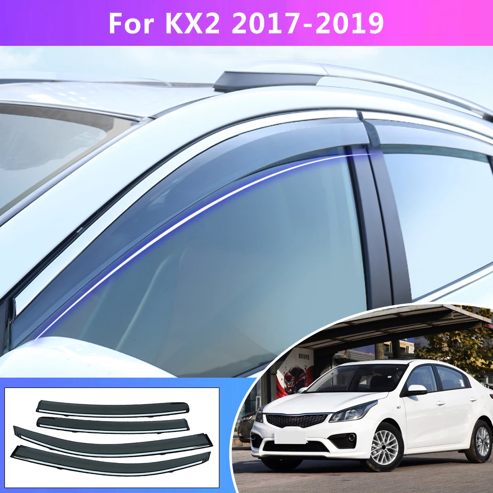 

Оконный всепогодный щиток, дефлектор для Kia K2 2017 2018 2019, Стайлинг автомобиля, автоаксессуары, солнцезащитный козырек от дождя, навесы, 4 шт.