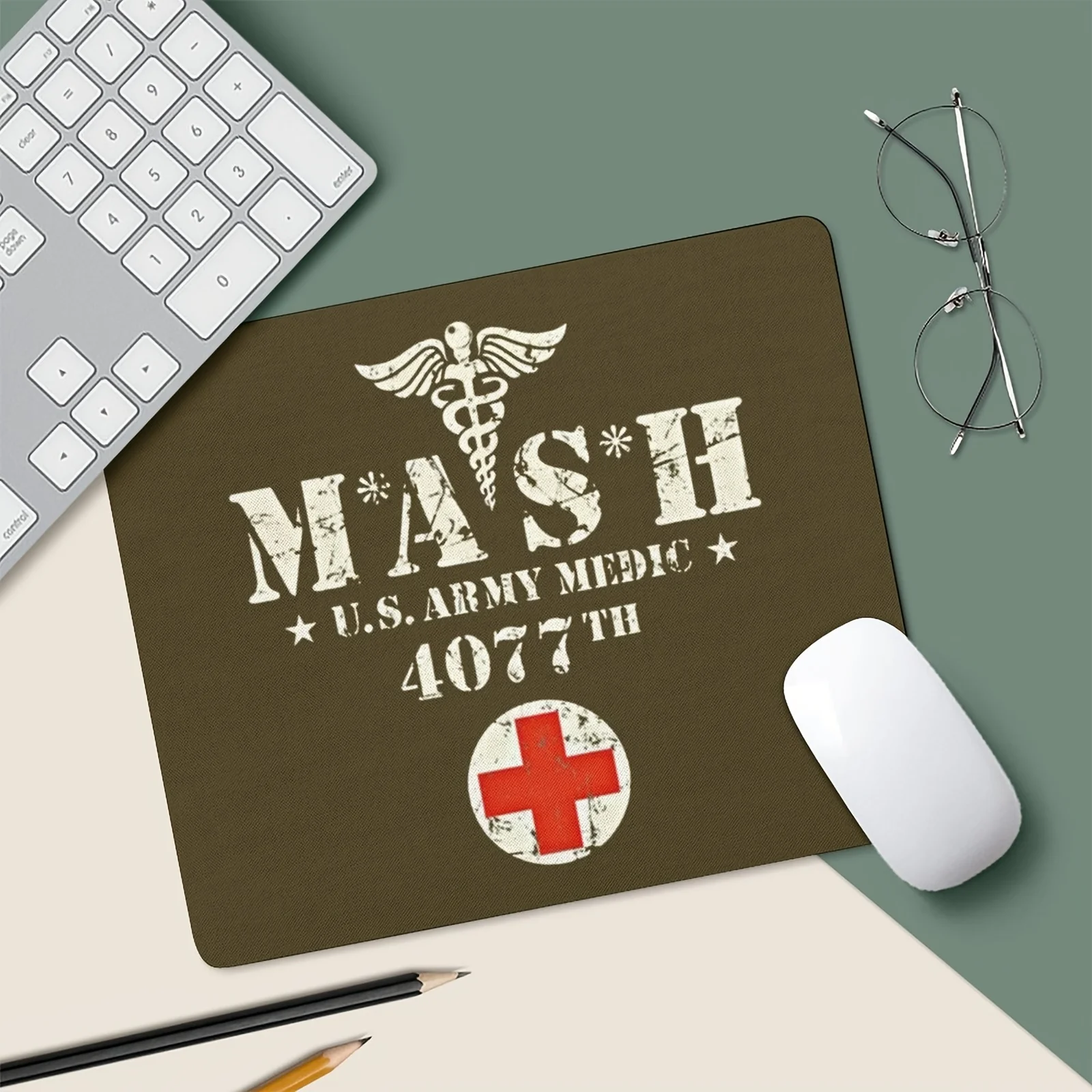 MASH 4077 US Army Medic Rubber Mouse Pad Non-Slip Desk Accessory Office Playmat Rug Mouse Mat Gaming Mat Mouse Carpet Mousepad