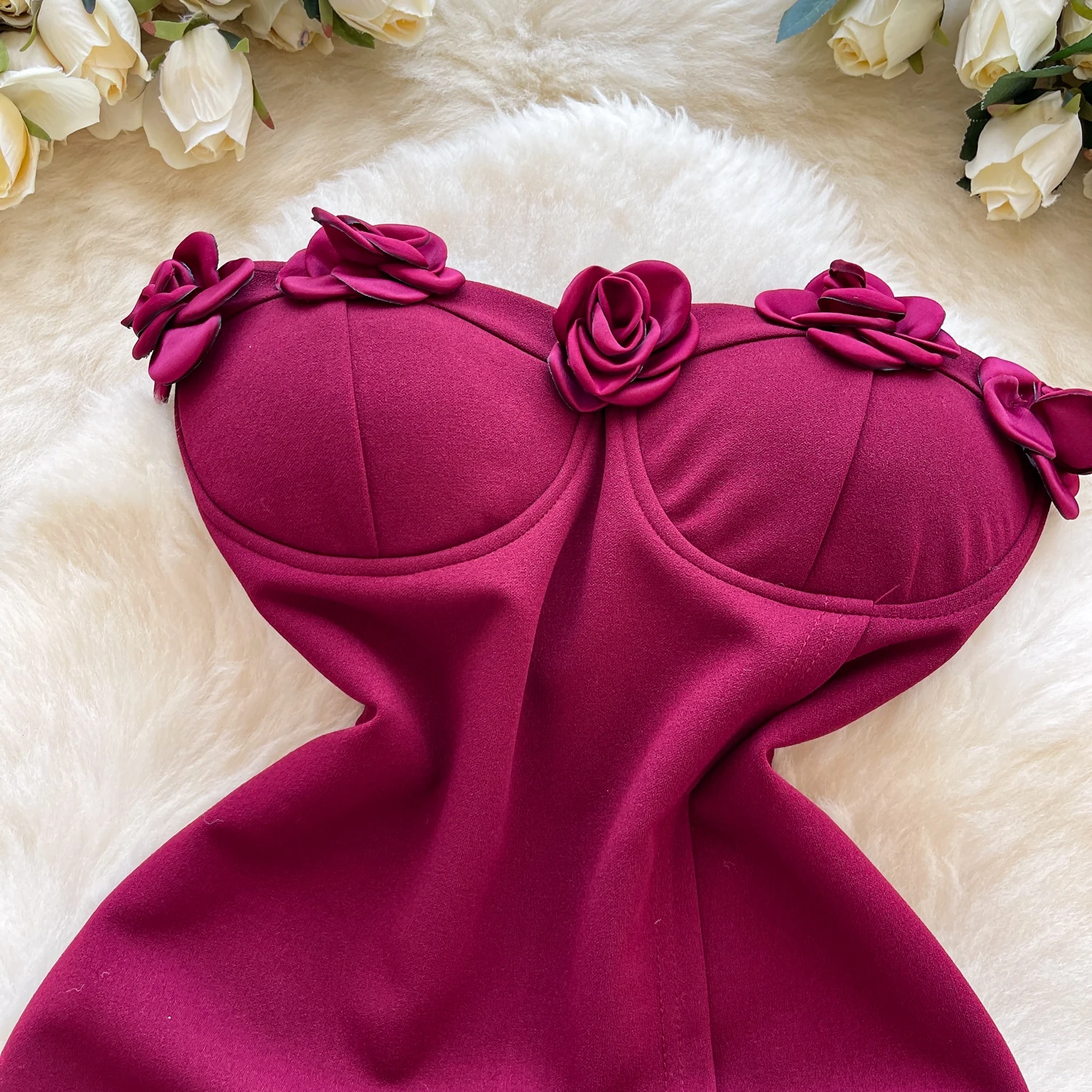 Chic vintage tridimensionale diviso sottile elegante fata moda coreana abito donna abbigliamento mini abito