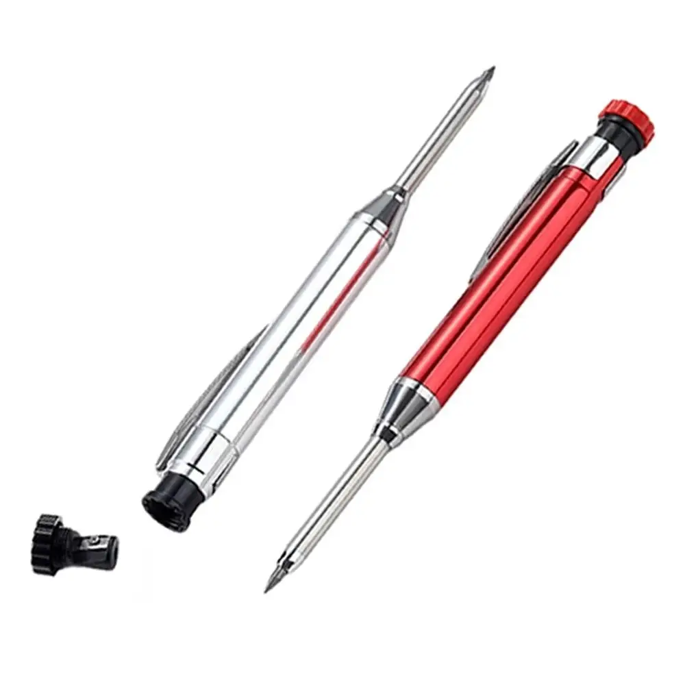 All Metal Deep Hole Marking Pencil 2.8mm Deep Hole Marking Woodworking Pencil Built-in Sharpener Long Head Mechanical Pencil