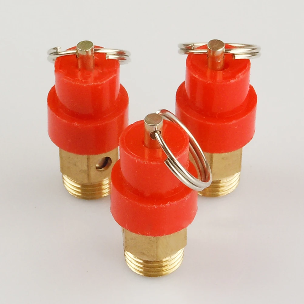 Valvola limitatrice di pressione di sicurezza 0-0.8Mpa Tappo rosso Valvola del compressore d'aria in ottone Anello di trazione addensato durevole per componenti pneumatici