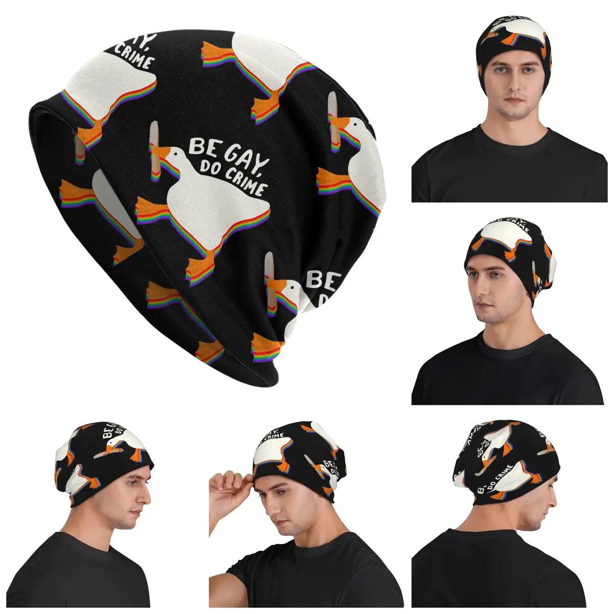 Be Gay Do Crime Goose Skullies Beanies Hats Warm Autumn Winter Outdoor Cap Knitted Bonnet Caps for Unisex Adult