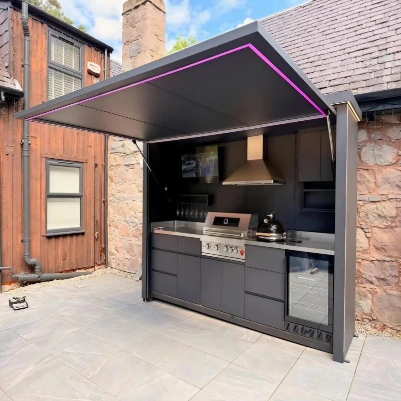 Modern Modular 304 Stainless Steel Outdoor Kitchen Cabinet BBQ Grill with Built-in Fridge & TV Mount 5-Year Warranty
