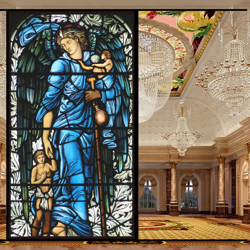 Privacy Windows Film Anti UV Blocking Heat Control Static Cling Frosted Church Painting Painting Window Stickers