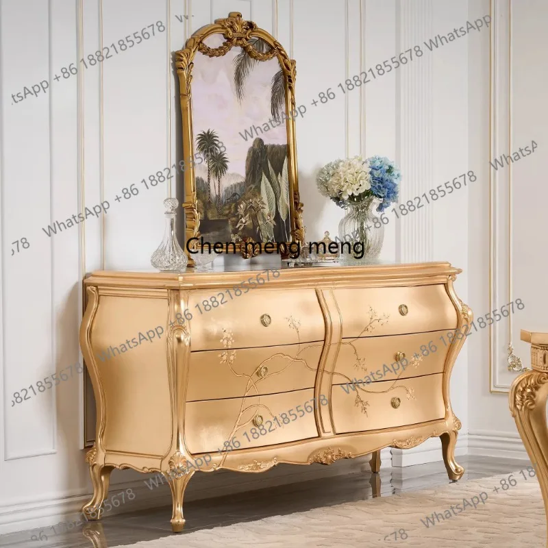 High-end, solid wood dining side cabinet, beech hand-painted storage cabinet