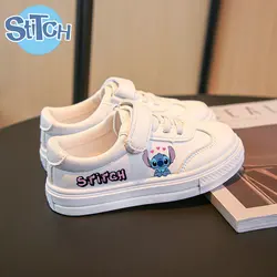 Children Stitch Casual Sneakers Stitch Student Casual Sports Shoes Kids Boy Girl Teen Cartoon Print White Flat Bottom Shoes