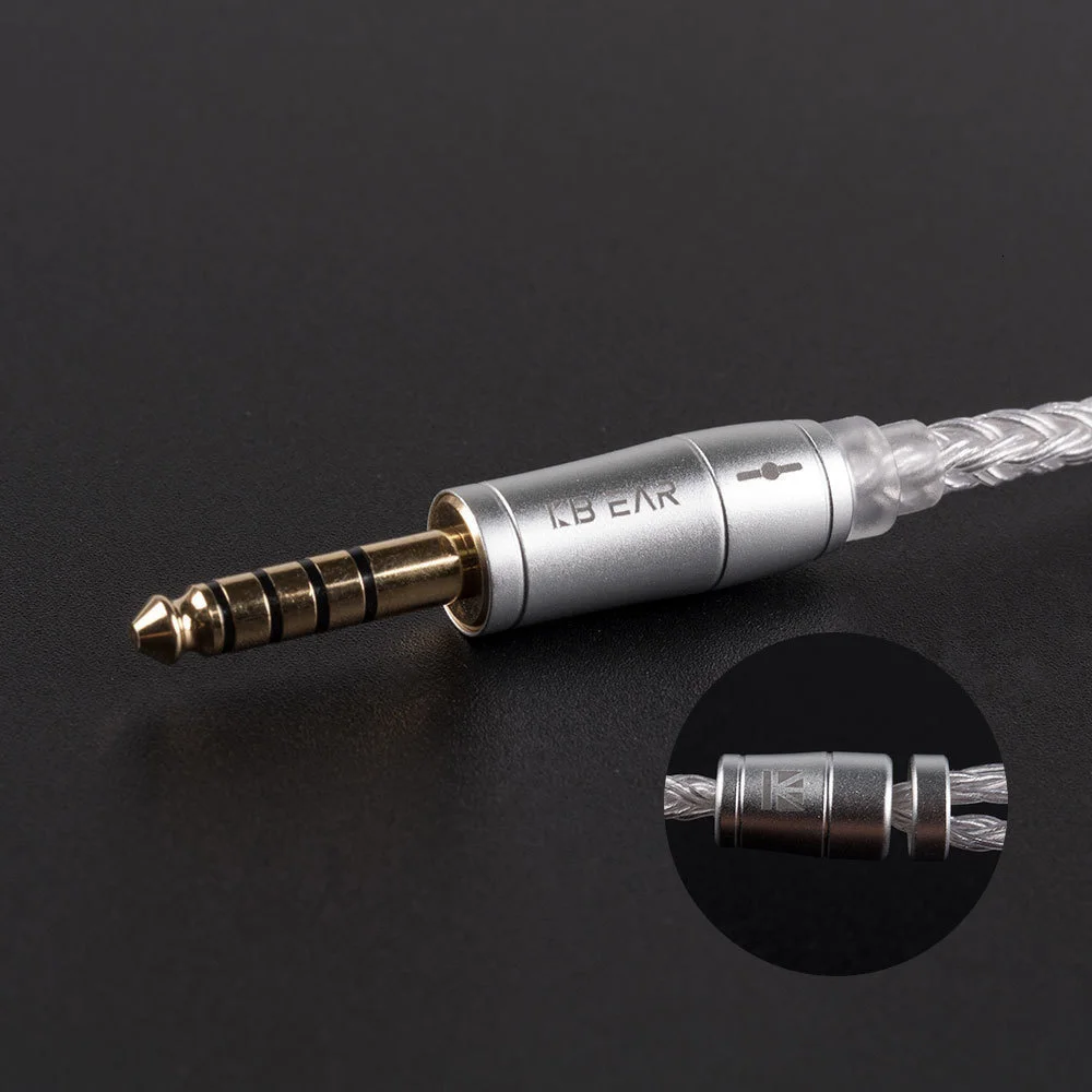 KBEAR 16-adriges, verbessertes, versilbertes, symmetrisches Kabel, 2,5/3,5/4,4 mm, kabelgebundener Kopfhörer, MMCX/QDC/2PIN-Anschluss für KZ KBEAR BL03 KS1 – Detail 9