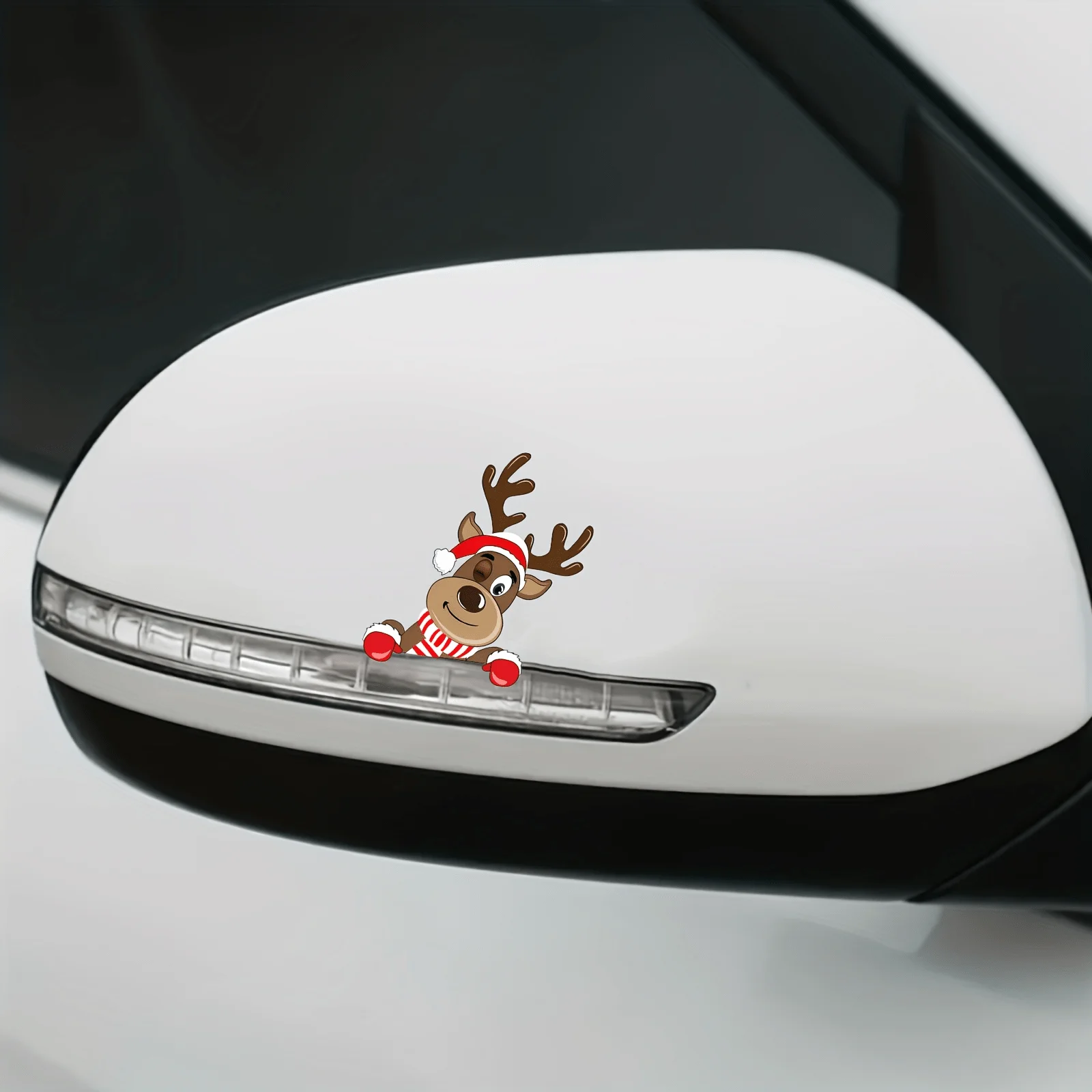 Santa Claus and Reindeer Car Mirror Stickers, Perfect for Various Scenarios - Add a Festive Touch with Ease - Suitable for Cars