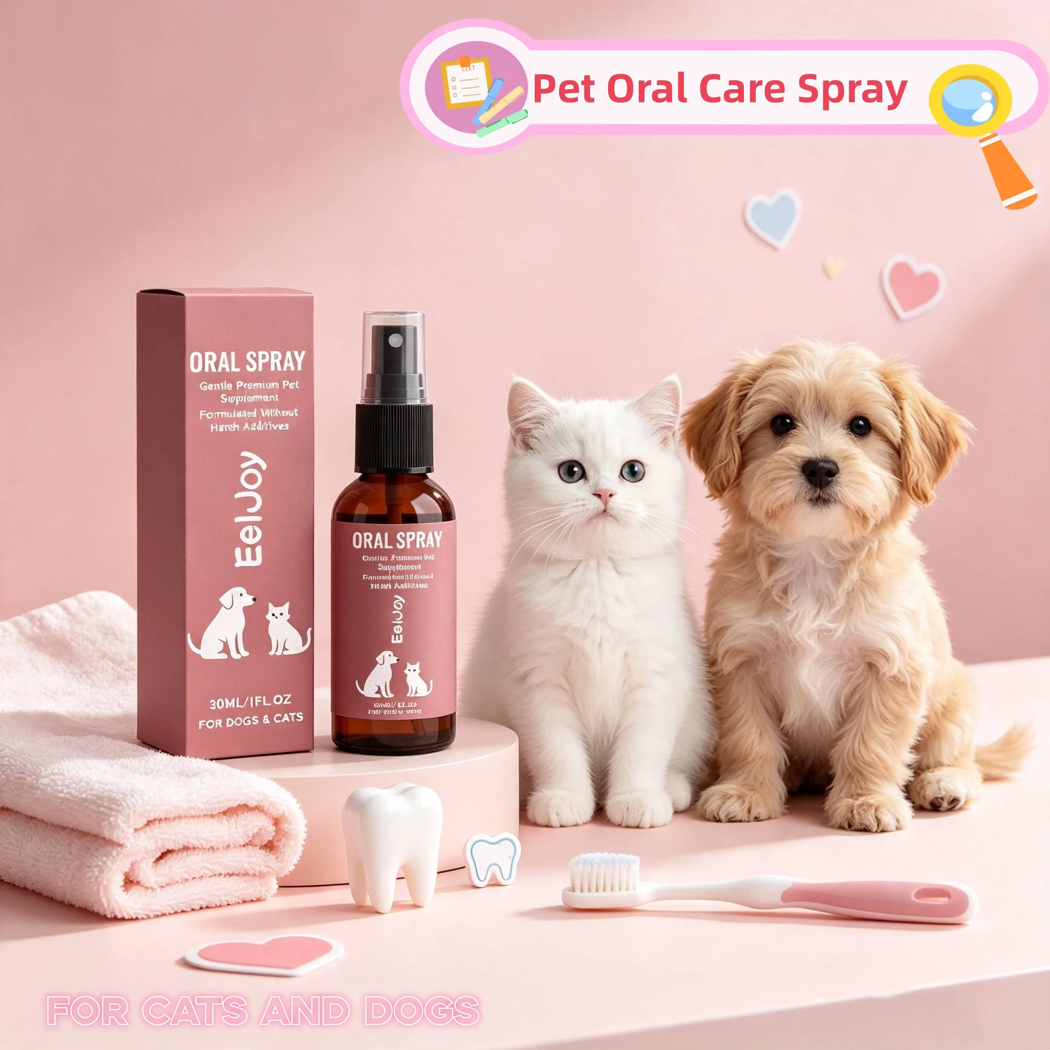 Pet Teeth Cleaning Spray For Dogs And Cats Remover Bad Breath Lasting Freshing Dental Plaque Tartar Control Oral Care Freshener