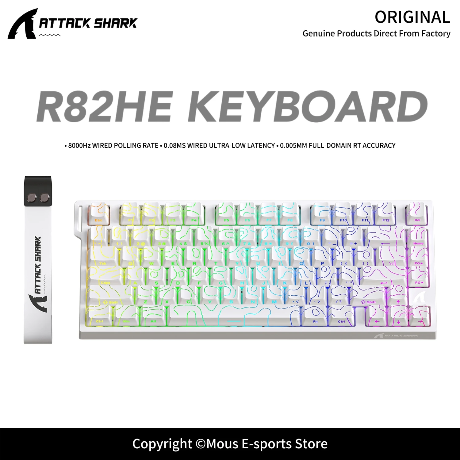 R82HE ATTACK SHARK High Performance E-sports Magnetic Switch Keyboard 8K Zero Dead Zone Adjustable RGB Lighting Web Driver Wired