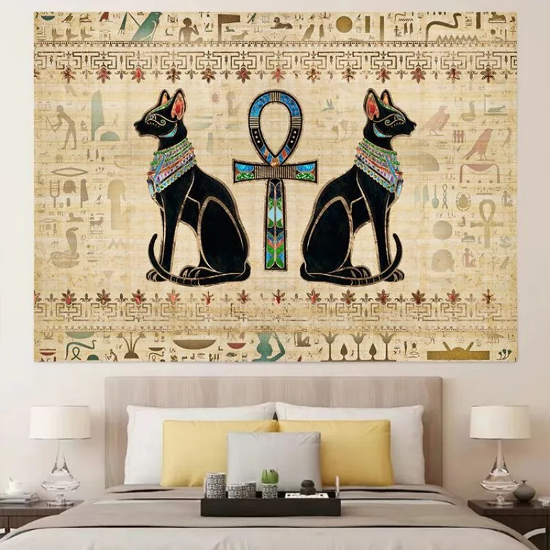 VIKAMA Ancient Egyptian Symbol Tapestry, Mysterious Vintage Wall Decor, Background Hanging for Bedrooms and Dorm Rooms
