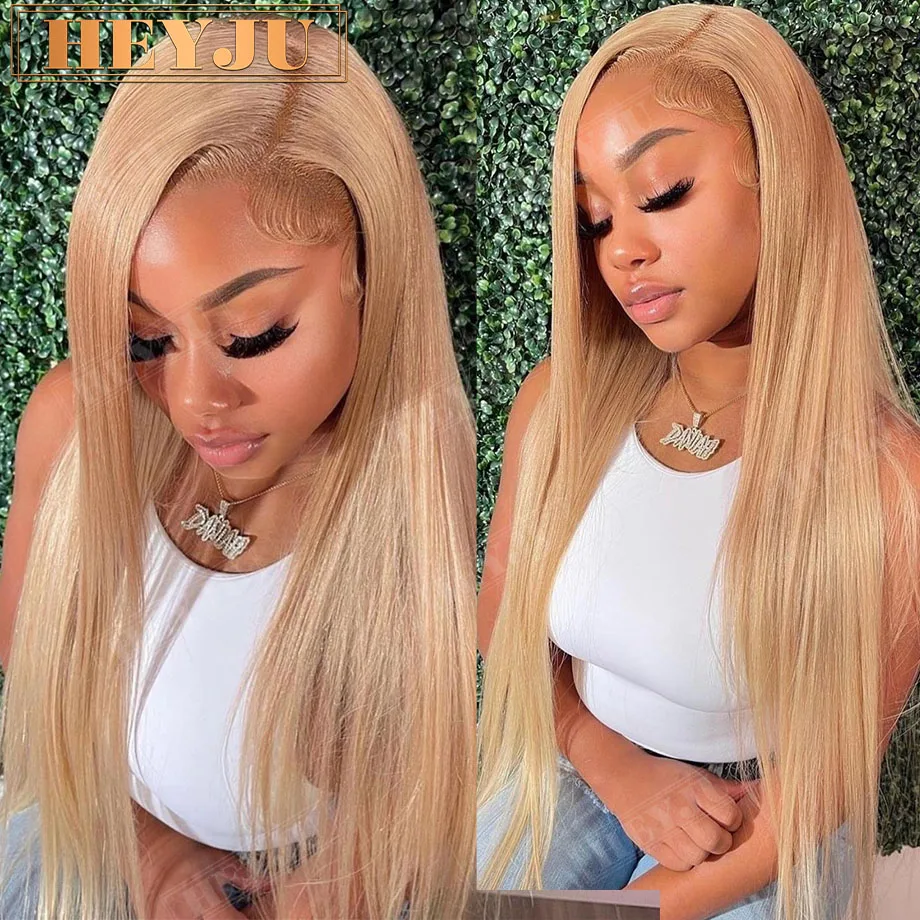 

Honey Blonde Wig Human Hair 13x6 #27 Straight Lace Front Human Hair Wigs Brazilian Colored 13x4 Hd Transparent Lace Frontal Wig