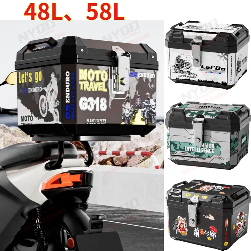 

Motorcycle Top Case Large Capacity, Universal Waterproof Trunk for Scooter E-bike, Extra Large Tail Box Luggage.