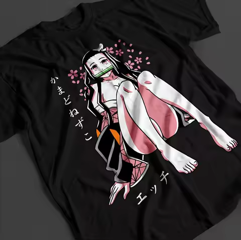 New Year Hot Sale Demon Slayer Shirt Nezuko T-Shirt Tanjiro KNY Anime Zenitsu Top Akaza Muzan Tee Men's Short Sleeves