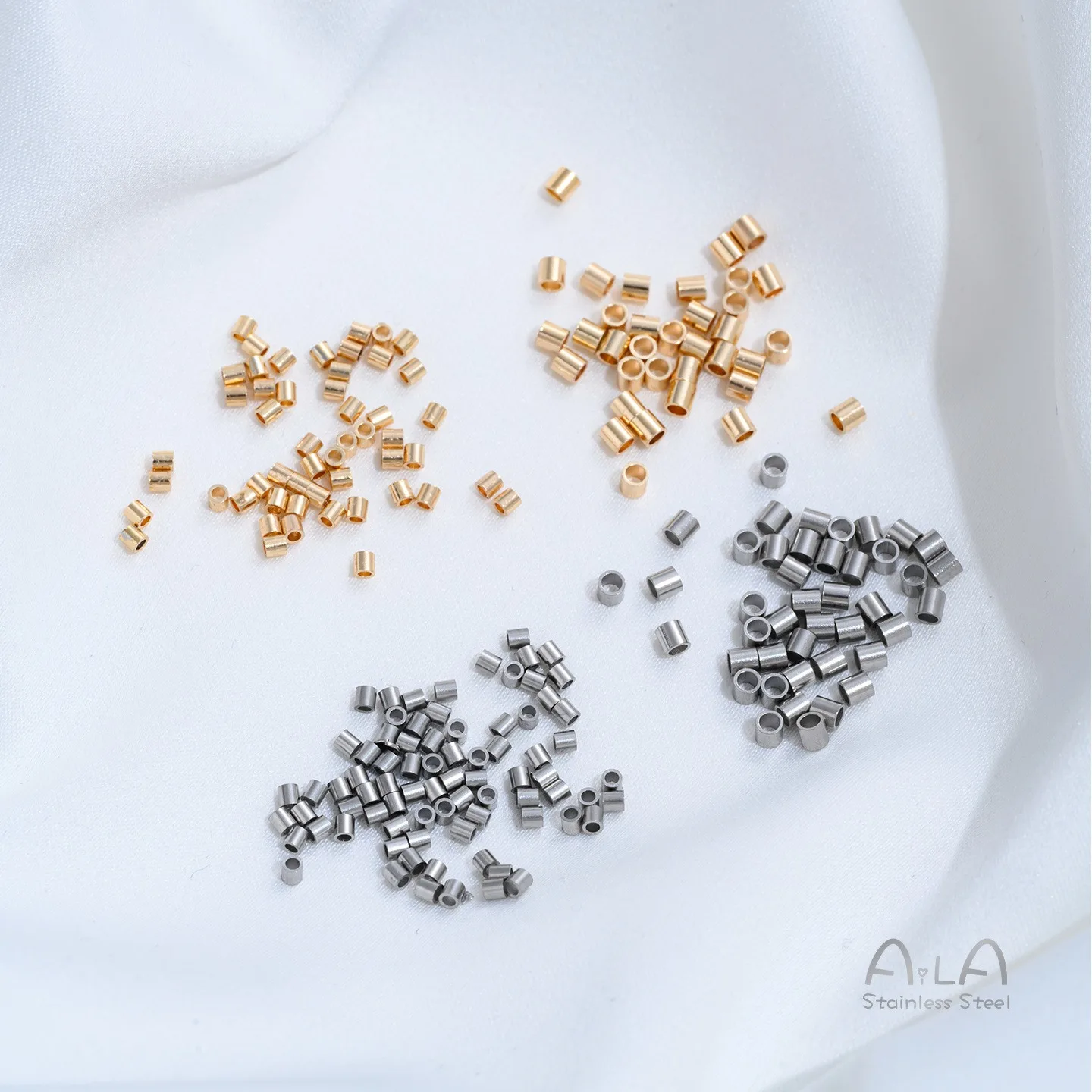 Colorfast Titanium Steel Positioning Tube, Bead Fixing Flat Crimp Ends DIY Bracelet Necklace Finishing Jewelry Accessories