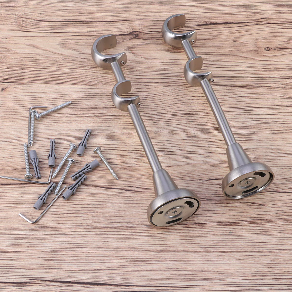 

2Pcs Double Curtain Rod Holder Brackets Iron Mounting Bracket Vintage Style Fit 20mm 25mm Curtain Pole Drapery Rod