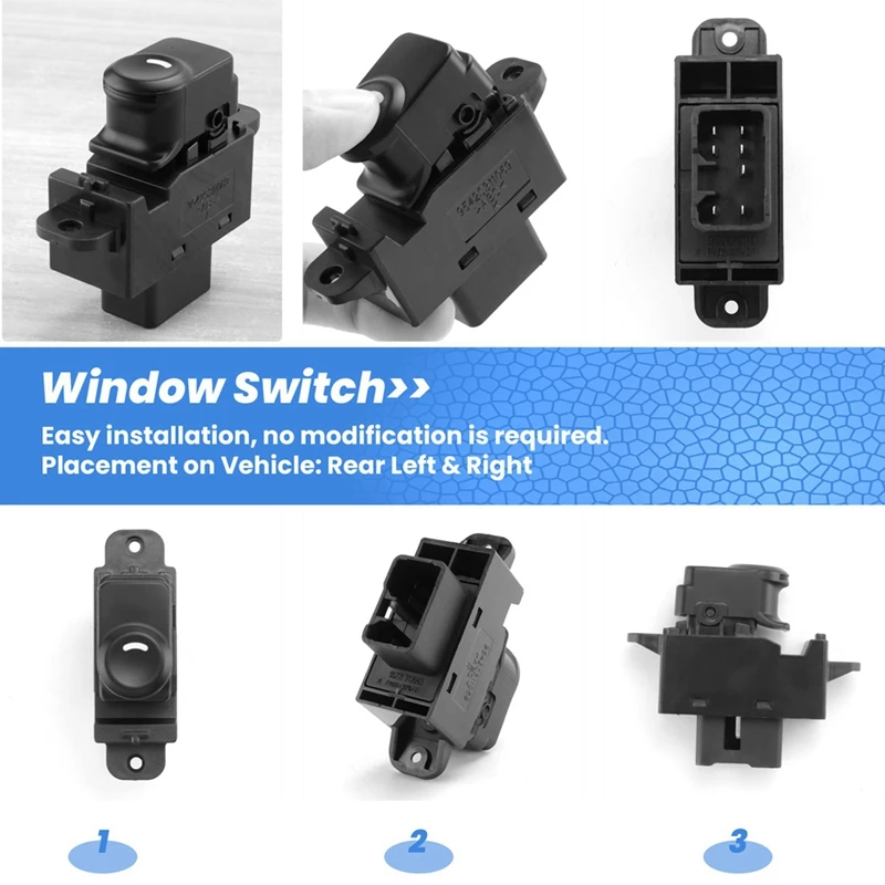 2 PCS Car Rear Power Window Switch Left Right Black ABS For HYUNDAI ACCENT SOLARIS 2011-2017 935801R001 93580-1R001