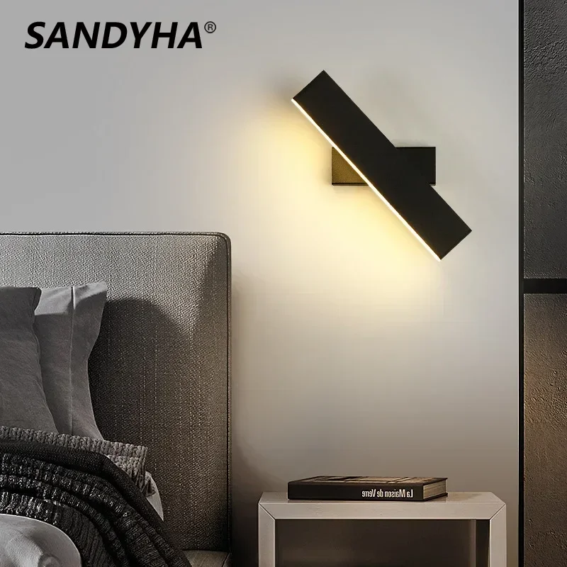 

SANDYHA Modern Rectangular Wall Lamp Bedroom Bedside Lamps Living Room Corridor Home Decor Lighting Luminaria Rattan Sconce