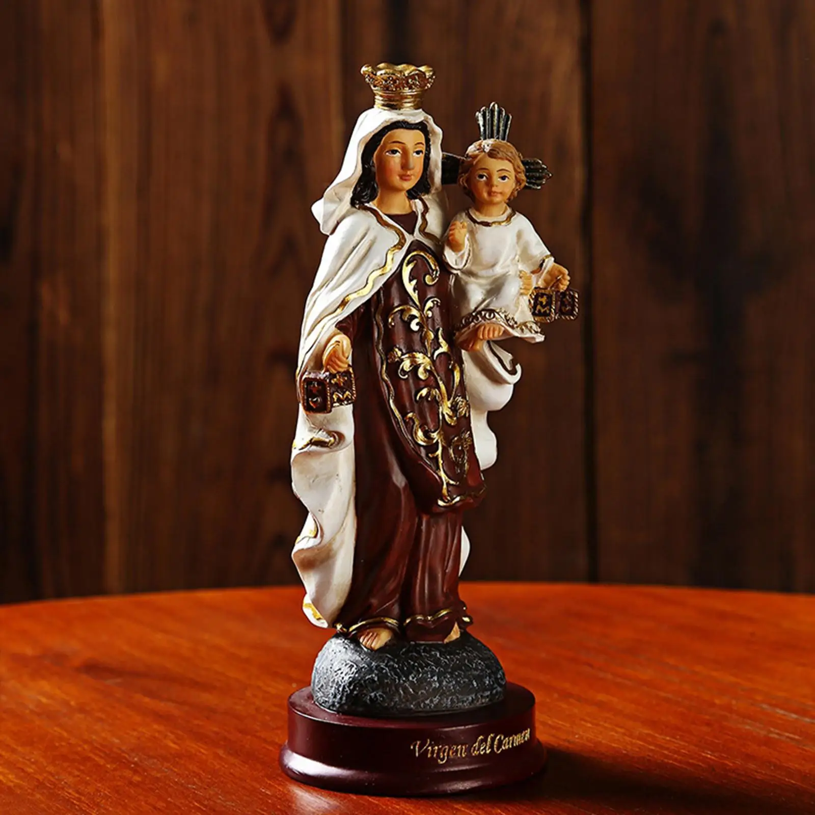 Catholic Resin Madonna Mary Statue Figure Handmade Figurine Religious Wedding Gift Xmas Home Desktop Decoration