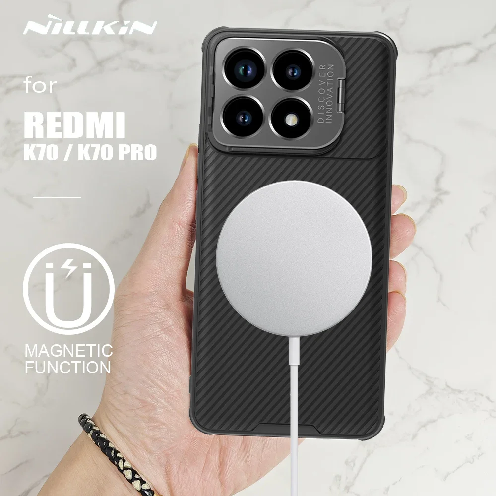 

Чехол для Xiaomi Redmi K70 / K70 Pro, чехол Nillkin CamShield Prop, Магнитный чехол с подставкой, чехол для камеры Redmi K70 Pro, чехол для объектива