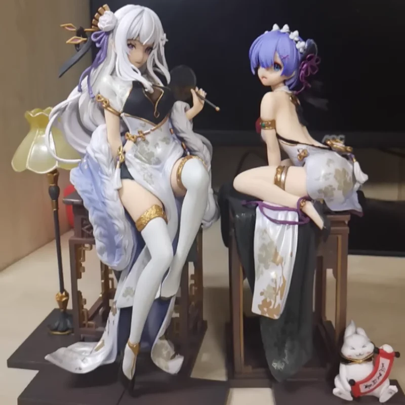 

Emilia And Rem 22cm Cheongsam Costume Action Figure Anime Model Sexy Doll Desktop Decoration Birthday Gift Collectible Toy