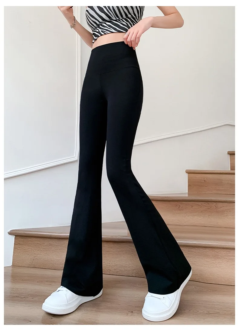 Women Bell Bottom Slim High Waist Solid Sexy Shark Flare Pants Fashion Casual Streetwear High Elastic Butt Lift Skinny Leggings