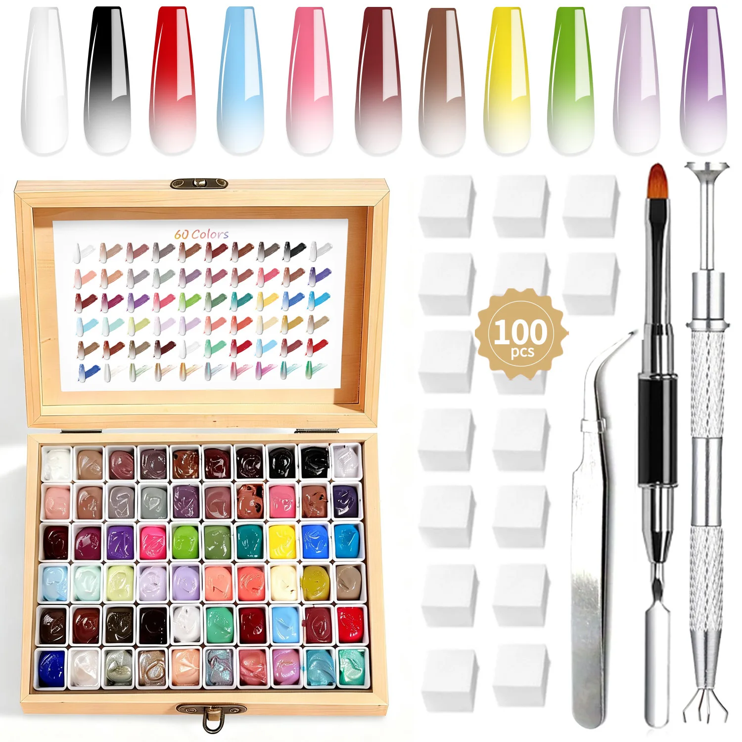 Mini 60 Grids Pat Painting Gel Nail Polish Gradient Effect Nail Art Salon Design Long-Lasting Creamy Texture Smooth Application